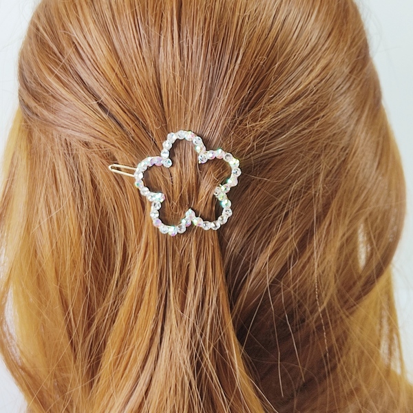 Μπαρέτα για τα μαλλιά λουλούδι με στρας - κοκκαλάκι, επιχρυσωμένα, μοδάτο, hair clips - 2
