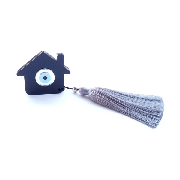 Διακοσμητικό Γούρι Μάτι Μαύρο Σπίτι από Plexiglass 6εκ - σπίτι, με φούντες, μάτι, plexi glass, διακοσμητικά - 2
