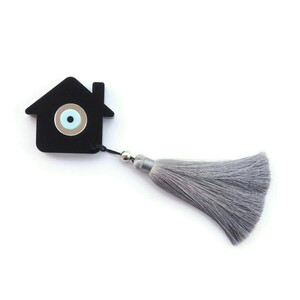 Διακοσμητικό Γούρι Μάτι Μαύρο Σπίτι από Plexiglass 6εκ - σπίτι, με φούντες, μάτι, plexi glass, διακοσμητικά