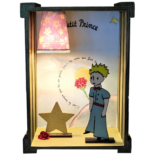Ξύλινο χειροποίητο διακοσμητικό φωτιστικό Ο Μικρός Πρίγκιπα - κορίτσι, αγόρι, γενέθλια, δώρο για βάφτιση, παιδικά φωτιστικά