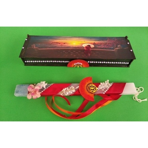 Λαμπάδα "Γκέισα" σε ξύλινο κουτί (30cm) - κορίτσι, λαμπάδες, για ενήλικες, για εφήβους, πασχαλινά δώρα - 3