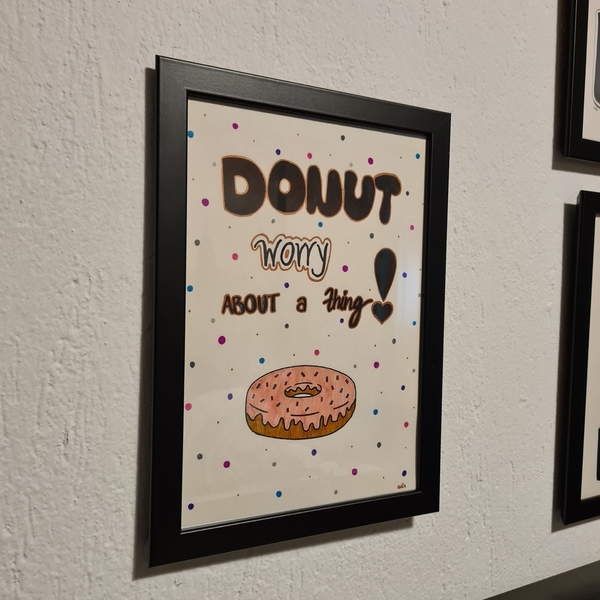 Κάδρο Donut - ζωγραφισμένα στο χέρι, πίνακες & κάδρα, minimal - 3