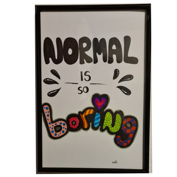 Κάδρο Normal is Boring - ζωγραφισμένα στο χέρι, πίνακες & κάδρα, minimal