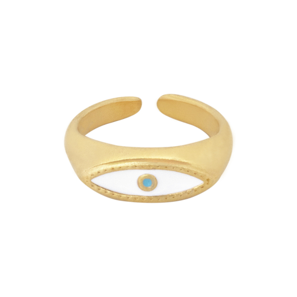 Δαχτυλίδι Αυξομειούμενο "Oval Eye" - επιχρυσωμένα, ορείχαλκος, μικρά, boho, αυξομειούμενα - 3