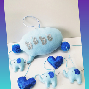 Μαξιλαράκι φούσκα υφασμάτινο μπλε bebe - αγόρι, δώρα για βάπτιση, μαξιλάρια, δώρο γέννησης - 3