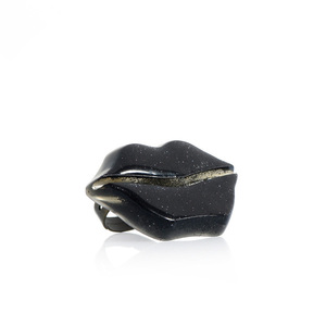 Δαχτυλίδι - " Black Velvet Lipstick " - μεγάλα, αυξομειούμενα, γυαλί