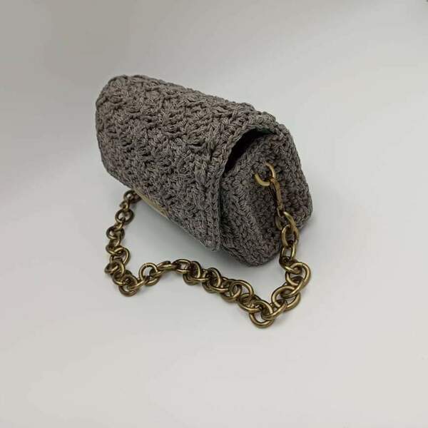 Glamy - πλεκτό clutch τσαντάκι με χερούλι ώμου - ώμου, clutch, βραδινές, μικρές, πλεκτές τσάντες - 5