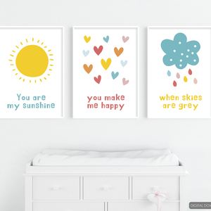Εκτυπώσιμο σετ 3 αφισών για παιδικό δωμάτιο ''You are my sunshine'' - αφίσες, δωμάτιο παιδιών - 5