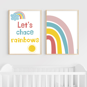Εκτυπώσιμο σετ 2 αφισών για παιδικό δωμάτιο ''Let's chase rainbows'' - αφίσες, δώρα για μωρά, δωμάτιο παιδιών - 4