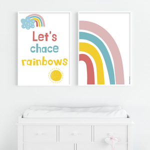 Εκτυπώσιμο σετ 2 αφισών για παιδικό δωμάτιο ''Let's chase rainbows'' - αφίσες, δώρα για μωρά, δωμάτιο παιδιών - 5
