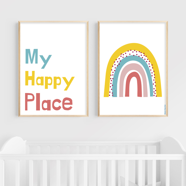 Εκτυπώσιμο σετ 2 αφισών για παιδικό δωμάτιο ''My happy place'' - αφίσες, δώρα για μωρά, δωμάτιο παιδιών - 5