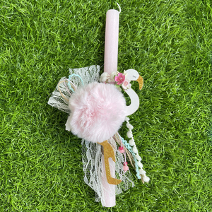 Αρωματική λαμπάδα "Φλαμίνγκο" - κορίτσι, flamingos, για παιδιά, αρωματικές λαμπάδες - 5