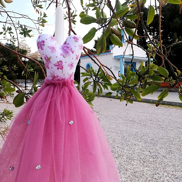 Λαμπάδα με μακρύ φόρεμα με στρας και floral μπούστο - κορίτσι, λαμπάδες, για παιδιά - 3