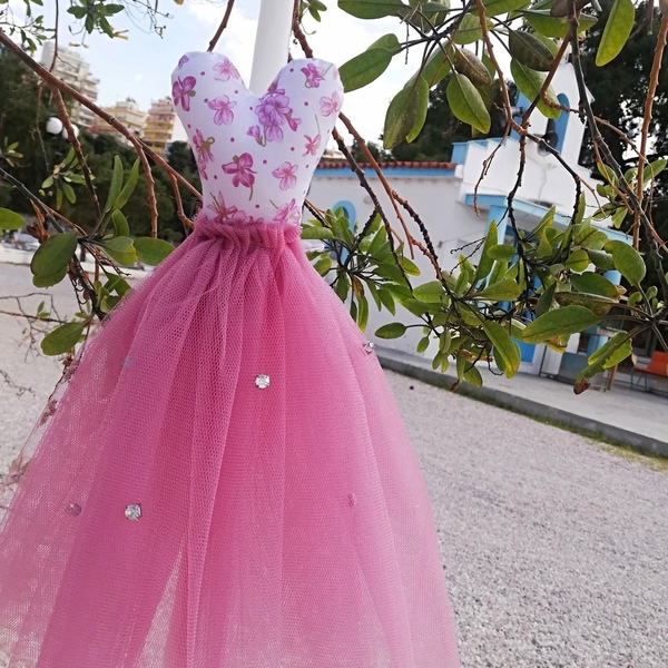 Λαμπάδα με μακρύ φόρεμα με στρας και floral μπούστο - κορίτσι, λαμπάδες, για παιδιά - 4