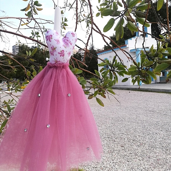 Λαμπάδα με μακρύ φόρεμα με στρας και floral μπούστο - κορίτσι, λαμπάδες, για παιδιά - 5