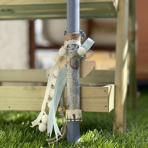 Αρωματική λαμπάδα με χειροποίητα ξύλινα στοιχεία "Καραβάκι" - μήκος 30cm - αγόρι, λαμπάδες, καραβάκι, για παιδιά, αρωματικές λαμπάδες - 3