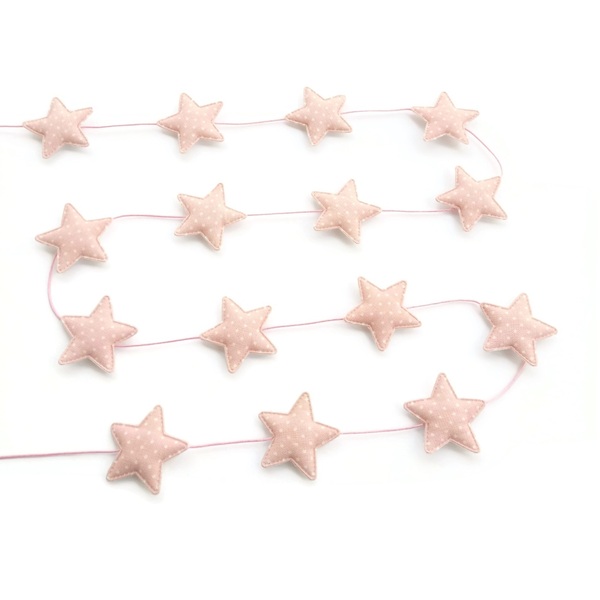 Διακοσμητική Γιρλάντα με Σωμόν Υφασμάτινα Αστέρια 2,25μ - κορίτσι, αστέρι, γιρλάντες