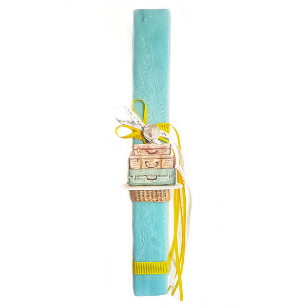 Πασχαλινή Αρωματική Γαλάζια Λαμπάδα Βαλίτσες Unisex 30cm - αγόρι, λαμπάδες, για παιδιά, για ενήλικες, για εφήβους