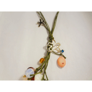 Κολιέ Ημιπολύτιμες Πέτρες - ημιπολύτιμες πέτρες, λουλούδι, επιχρυσωμένο κούμπωμα - 4