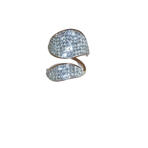 Ρυθμιζόμενο Κομψό δαχτυλίδι με λευκές πέτρες - ατσάλι, μεγάλα, αυξομειούμενα