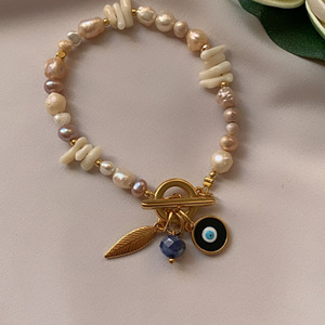 Βραχιολι με μαργαριτάρια! - charms, μάτι, σταθερά, πέρλες, χεριού - 2