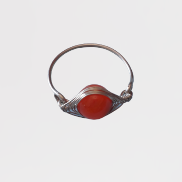 Δαχτυλίδι με φυσικό πορτοκαλί αχάτη - ημιπολύτιμες πέτρες, αλπακάς, σταθερά
