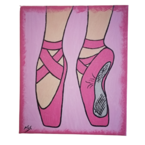 πουεντ ροζ ζωγραφικη με ακρυλικά με διακριτικο γκλιτερ 30Χ25εκ. - κορίτσι, παιδικοί πίνακες