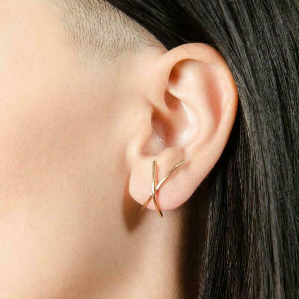 Ασημένια σκουλαρίκια καρφωτά, x earrings studs minimalist - ασήμι, επιχρυσωμένα, γεωμετρικά σχέδια, καρφωτά - 5