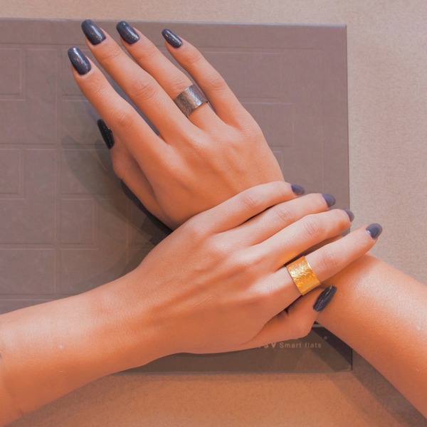 Wide Gold ring -Χειροποίητο επίχρυσο δαχτυλίδι - γυναικεία, chevalier, επιχρυσωμένα, δώρο, αυξομειούμενα - 2