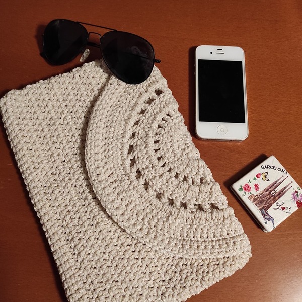 Boho crochet chanel bag handmade - φάκελοι, χειρός, πλεκτές τσάντες - 2