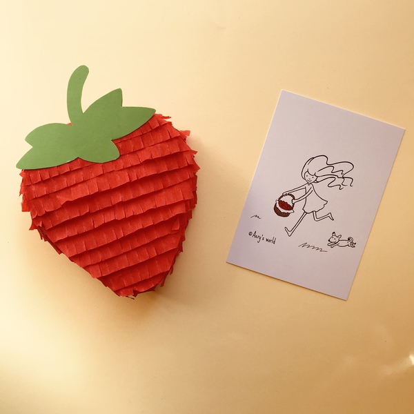 Ευχετήρια κάρτα και φράουλα πινιάτα - γενέθλια, πινιάτες, κάρτα ευχών, γενική χρήση - 2