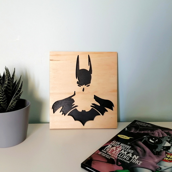 Batman 3D διακοσμητική ξύλινη σιλουέτα- wood art - πίνακες & κάδρα, ξύλινα διακοσμητικά τοίχου - 5