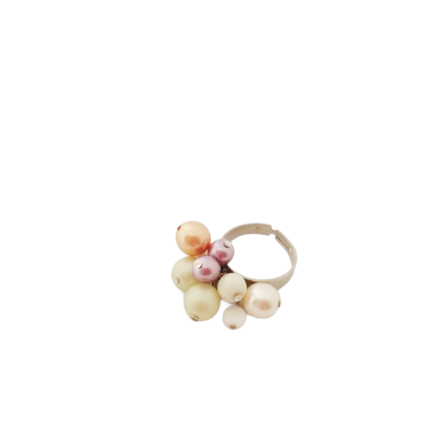 Δαχτυλίδι με γυάλινες πέρλες 04 - ημιπολύτιμες πέτρες, μικρά, boho, αυξομειούμενα