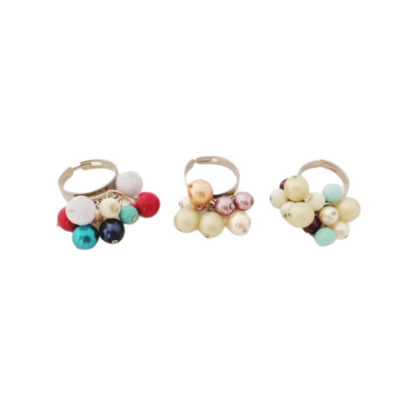Δαχτυλίδι με γυάλινες πέρλες 04 - ημιπολύτιμες πέτρες, μικρά, boho, αυξομειούμενα - 3