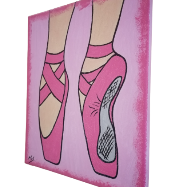πουεντ ροζ ζωγραφικη με ακρυλικά με διακριτικο γκλιτερ 30Χ25εκ. - κορίτσι, παιδικοί πίνακες - 3