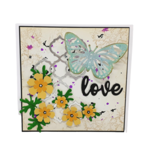 Ευχετήρια κάρτα " Άνοιξη" - λουλούδια, πεταλούδα, γενέθλια, επέτειος, αγ. βαλεντίνου