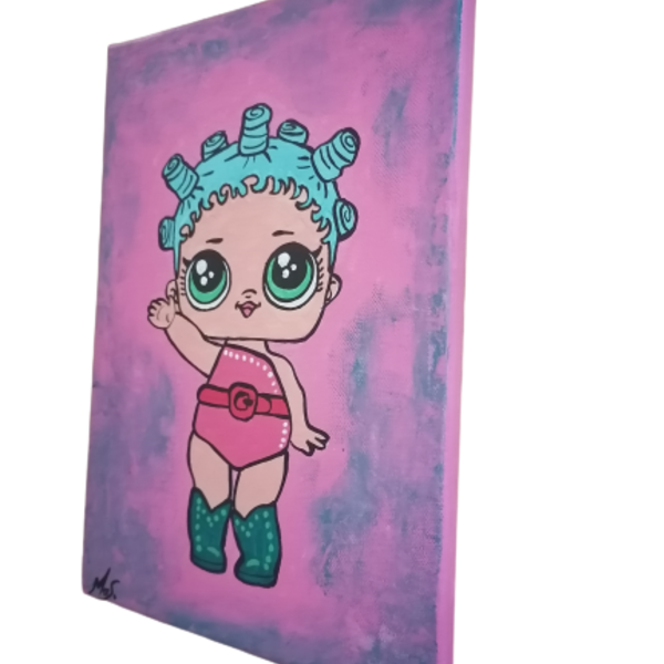 Κοριτσακι ζωγραφικη με ακρυλικά σε καμβά τελαρωμενο - κορίτσι, παιδικοί πίνακες - 2