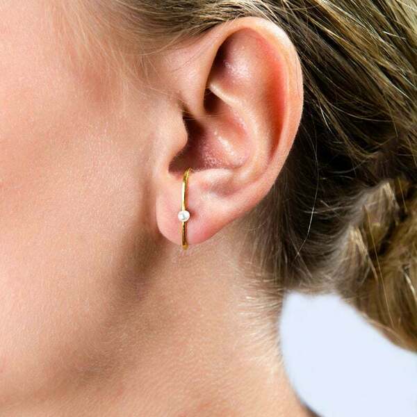Καρφωτά σκουλαρίκια μαργαριτάρι, suspender earrings pearl stud earrings - ασήμι, καρφωτά, νυφικά