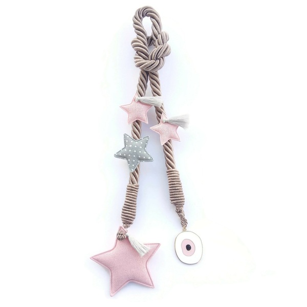 Παιδικό Γούρι Φυλαχτό - Ματάκι για Νεογέννητο με Υφασμάτινα Αστέρια 35εκ - κορίτσι, φυλαχτά, αστέρι, δώρο γέννησης, βρεφικά