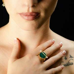 Ασημένιο δαχτυλίδι με μαργαριτάρια και σμάλτο Art Deco statement ring with pears and enamel - αυξομειούμενα, ασήμι 925, μαργαριτάρι, statement, σμάλτος