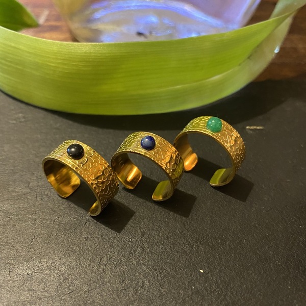 Boho δαχτυλίδι σε χρυσό χρώμα με πέτρα - μικρά, ατσάλι, boho, αυξομειούμενα, φθηνά - 2