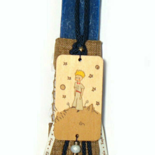 Λαμπάδα μπλε πλακέ με κρεμαστό ξύλινο Μικρος Πρίγκιπας - λαμπάδες, ήρωες κινουμένων σχεδίων - 3