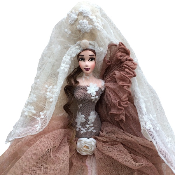 Διακοσμητική χειροποίητη κούκλα "Lady of the White Flowers" 85 εκ - νεράιδα, διακοσμητικά, διακόσμηση σαλονιού, κούκλες