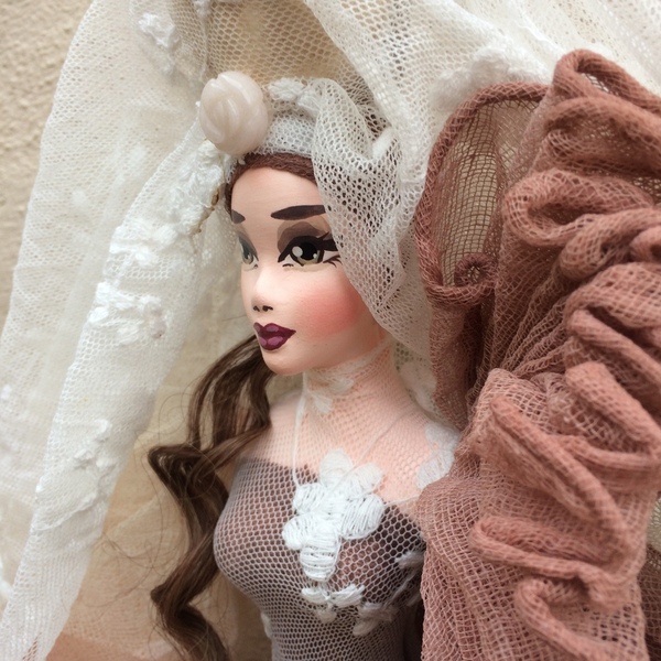 Διακοσμητική χειροποίητη κούκλα "Lady of the White Flowers" 85 εκ - νεράιδα, διακοσμητικά, διακόσμηση σαλονιού, κούκλες - 3