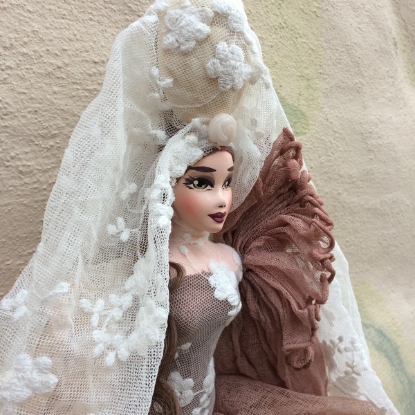 Διακοσμητική χειροποίητη κούκλα "Lady of the White Flowers" 85 εκ - νεράιδα, διακοσμητικά, διακόσμηση σαλονιού, κούκλες - 4