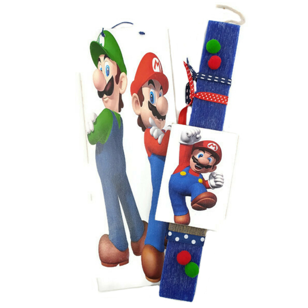 Λαμπάδα Super Mario σετ καδράκι και μαγνητάκι - αγόρι, λαμπάδες, πάσχα, για παιδιά, ήρωες κινουμένων σχεδίων