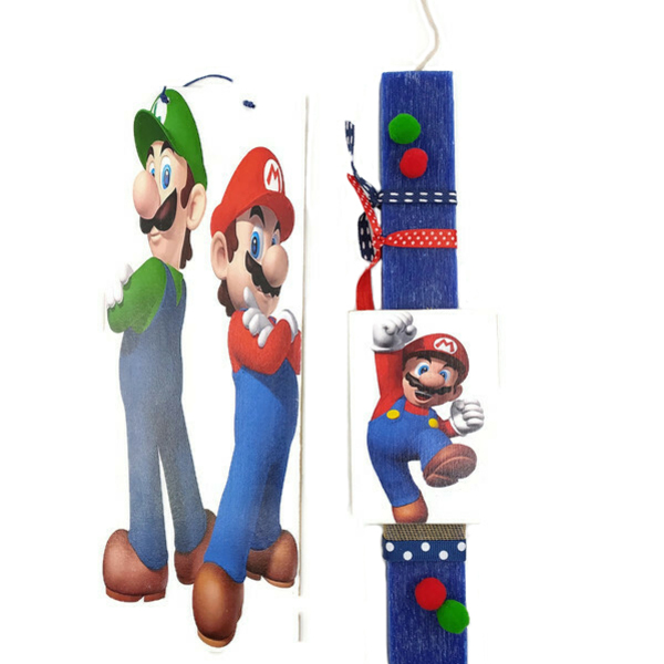 Λαμπάδα Super Mario σετ καδράκι και μαγνητάκι - αγόρι, λαμπάδες, πάσχα, για παιδιά, ήρωες κινουμένων σχεδίων - 2
