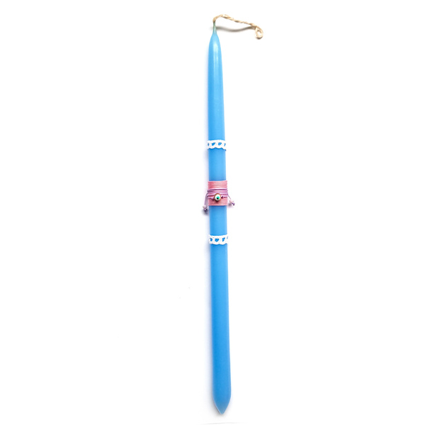 Μπλε λαμπάδα με βραχιόλι ματάκι - μήκος 38cm - κορίτσι, λαμπάδες, για ενήλικες, για εφήβους - 2