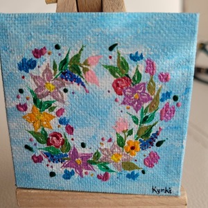 Λαμπάδα τετράγωνη, off white 28,5 cm με πινακάκι ζωγραφισμένο στο χέρι - ζωγραφισμένα στο χέρι, κορίτσι, λουλούδια, λαμπάδες - 4