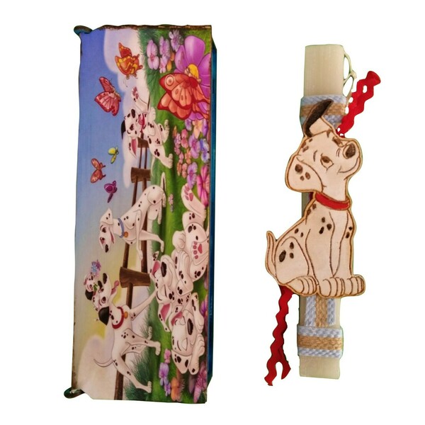 Λαμπαδάκι "Σκυλάκι"σε ξύλινο κουτί (22cm) - αγόρι, λαμπάδες, σκυλάκι, για παιδιά, ήρωες κινουμένων σχεδίων